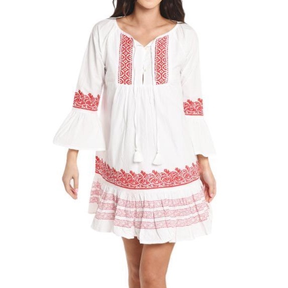Roller Rabbit Dress XS White Red Tassel Accent GUC - Picture 1 of 3